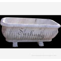 2019 New Hand White Carved Natural Marble Bathroom Bathtub